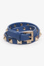 Valentino Blue Leather Rock Studs Bracelet
