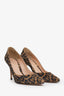 Gianvito Rossi Leopard Print Suede Pointed Toe Heels Size 40