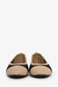 Pre-loved Chanel™ White/Brown Raffia CC Cap Toe Ballerina Flats Size 38.5