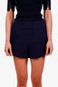 Zimmermann Navy Blue Cotton Silk Tweed Mini Shorts Size 1