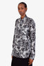 Saint Laurent 2017 Black/White Patterned Sheer Silk Shirt Size 38