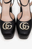 Gucci Black Leather Double G Embellished Platform Pumps Size 40.5