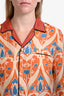 Prada Orange/Blue Silk Floral Pajama Set Size M