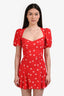 Reformation Red Floral Short Sleeve Mini Dress Size 0