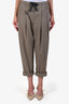 Brunello Cucinelli Khaki Cotton Tie Front Trousers Size 6