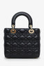 Christian Dior 2019 Black Leather Small Lady Dior Bag With Strap