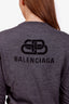 Balenciaga Grey Cotton Logo Hoodie Size XS