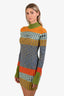 Missoni Multicolour Ribbed Wool Long Sleeve Mock Neck Dress Size 40