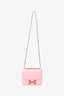 Hermès 2015 Rose Sakura Tadelakt Leather Lizard Trim Mini Constance 18