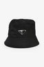 Prada Black Nylon Logo Bucket Hat Size S