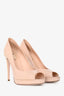 Fendi Beige Patent Leather Peep Toe Platform Pumps Size 38
