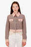 Pre-loved Chanel™ 2018 Pink Denim Tweed Cropped Jacket Size 38
