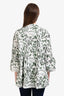 Erdem White/Green Printed Cotton Pleated Tunic Top Size 10 US