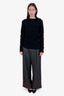 Smythe Grey Wool Linen Blend Herringbone Wide Leg Trouser Size 6