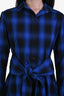 Maje Blue/Black Plaid Button Down Long Sleeve Shirt Dress Size 1