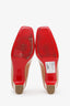 Christian Louboutin Nude Patent Leather Studded Block Heels Size 39.5