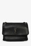 Saint Laurent Black Grained Leather Logo Shoulder Bag