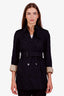 Burberry Black Cotton Cropped Belted Jacket Size 4