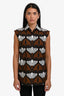 Prada 2020 Brown/Black/White Printed Cotton Button Down Top Size 38