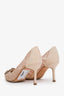 Manolo Blahnik Beige Lace Satin Hangisi Pumps Size 36.5