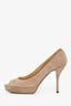 Gucci Tan Suede Chain Detail Peep Toe Pump Size 40