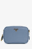 Prada Blue Saffiano Leather Camera Bag With Strap