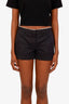 Prada Navy Blue Cotton Frayed Waistband Mini Shorts Size 44