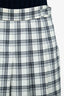 Thom Browne White/Grey Wool Dropped Pleated Plaid Mini Skirt Size 42