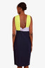 Versace Navy Colourblock Midi Dress Size 46