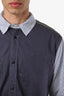 Comme des Garcons x Junya Watanabe Navy/Multi Striped Patchwork Button Up Shirt Size L Mens