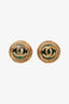 Pre-loved Chanel™ 1993 Gold Tone Green Gemstone CC Earrings