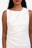 Theory White Linen Shoulder Drape Midi Dress Size 2