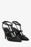 Valentino Noir Black Leather 'Cage' Rockstud Heels Size 37.5