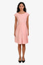 Weekend Max Mara Pink Cotton Silk Blend Belted Short Sleeve Dress Size 10