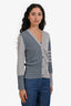 Thom Browne Grey/Blue Cashmere 4-Bar Striped Two-Tone Cardigan Size 42