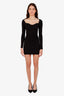 Nanushka Black Fitted Scalloped Neckline Long Sleeve Mini Dress Size XS
