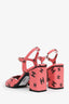 Pre-loved Chanel™ Pink/Black Logo Printed Lambskin Coco Beach Sandals Size 39