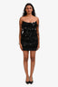Eliya The Label Black Sequins Feather Mini Dress Size S