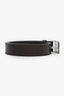 Gucci Brown Plutone Calfskin Plaque Interlocking G 30mm Belt Size 95