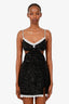 Shushu Tong Black Sequin Lace Trimmed Mini Dress Size 8