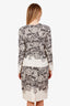 Dolce & Gabbana Beige/Black Lace Print Long Sleeve Top with Midi Skirt Set Size 42 and 44