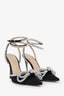 Mach & Mach Black Glitter Crystal Bow Heels Size 39