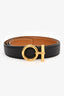 Hermès 2022 Gold/Black Leather Flot Buckle Reversible 24mm Belt Size 85