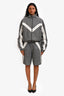 Louis Vuitton Grey Check Wool Damier Azur Zip Track Jacket + Bermuda Shorts Set Size XS