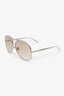 Chloe Silver Tone Frame Tinted Aviator Sunglasses