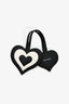 Delvaux Black/White Leather Heart Bag Charm