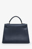 Hermès 1993 Navy Epsom Leather Kelly 32 with Strap