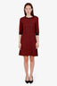 Pre-loved Chanel™ Red/Navy Cashmere Wool Blend Short Sleeve Dress Size 38