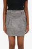 Brunello Cucinelli Grey Cotton Tweed Pleated Mini Skirt Size 2