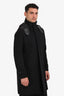 Fendi Black Wool Leather Logo Double Breasted Jacket Size 50 Mens